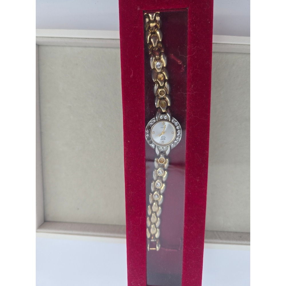 Elizabeth Taylor Wrist Watch Womens Two-Tone Rhinestone Bezel Analog Quartz*